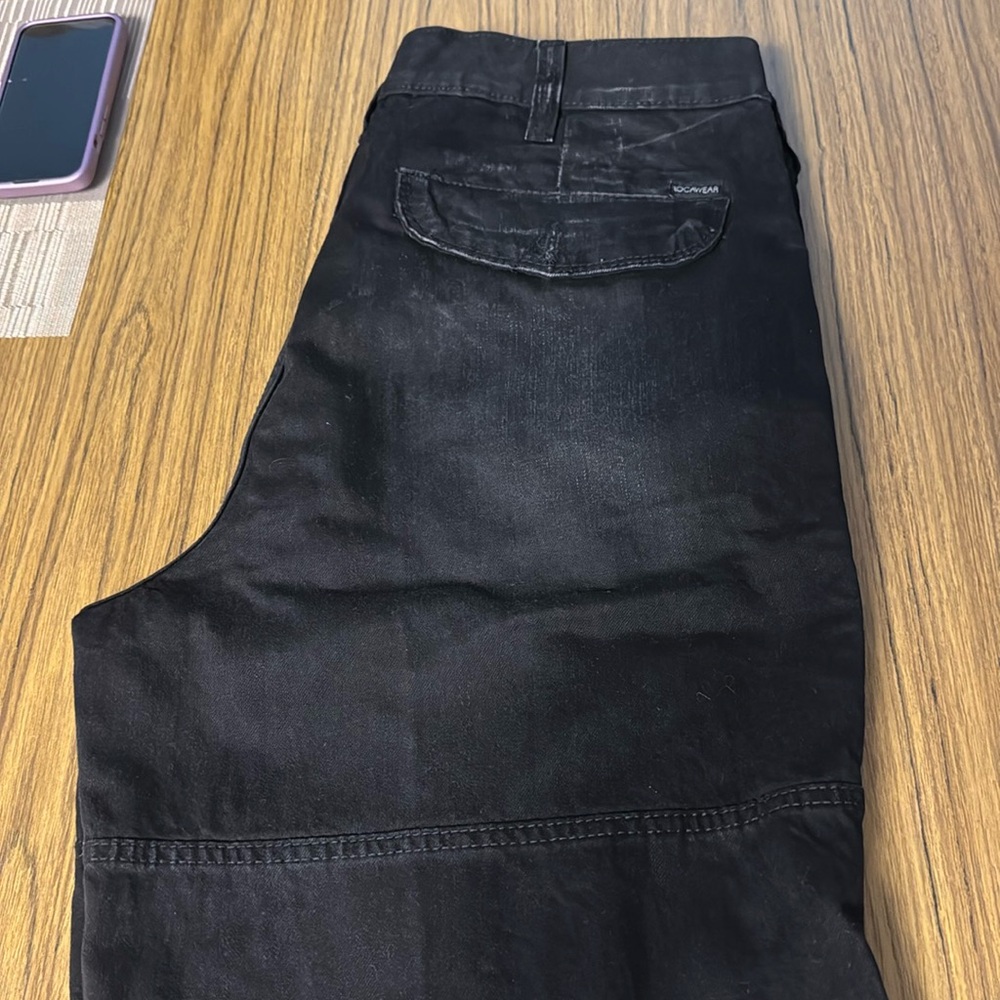 Men, black jeans, shorts, 36W.
